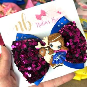 Pink and Blue Sequin Kids Hair Bow